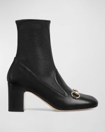 Gucci Lady Leather Bit Loafer Booties at Neiman Marcus