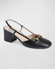 Gucci Lady Leather Horsebit Slingback Pumps at Neiman Marcus