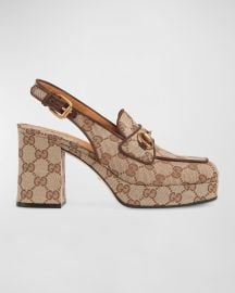 Gucci Lady Monogram Horsebit Slingback Pumps at Neiman Marcus