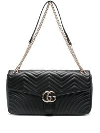 Gucci Large GG Marmont Shoulder Bag Black at Farfetch