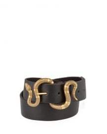 Gucci Leather Snake-Buckle Belt at Neiman Marcus