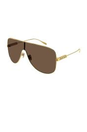 Gucci Lettering Mask Sunglasses In Shiny Yellow Gold at Revolve