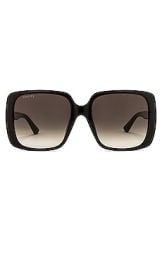 Gucci Lines Square Sunglasses In Shiny Black Grey Gradient at Revolve