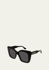 Gucci Logo Acetate Butterfly Sunglasses at Bergdorf Goodman