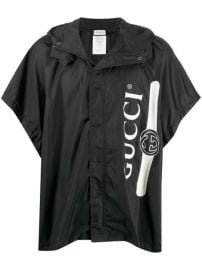 Gucci Logo Print Hooded Cape Poncho at Farfetch