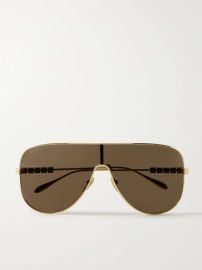 Gucci Mask Oversized D frame Gold tone Sunglasses at Net a Porter