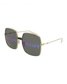 Gucci Men  x27 s GUCCIFY Hologram Square Sunglasses at Neiman Marcus