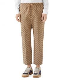 Gucci Men  x27 s Logo-Print Drawstring Canvas Pants at Neiman Marcus