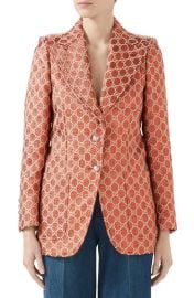 Gucci Metallic GG Logo Cotton Blend Blazer at Nordstrom
