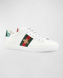 Gucci New Ace Bee Embroidered Sneakers at Neiman Marcus