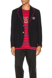 Gucci Palma Wool Cotton Jacket With Patch in Ink FWRD at FWRD