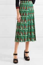 Gucci Pleated printed silk crepe de chine skirt at Net A Porter