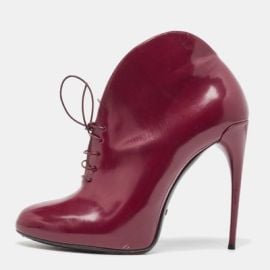Gucci Plum Leather Kim Lace Up Ankle Booties Size 395 eBay at eBay