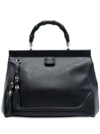 Gucci Pre-Owned 2016-2025 Medium Calfskin Bold Bamboo Top Handle Handbag Black at Farfetch