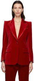 Gucci Red Single-Breasted Velvet Blazer at ssense