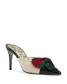 Gucci Sackville Leather Bow Mid Heel Mules at Bloomingdales