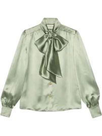 Gucci Satin shirt with neck bow Satin shirt with neck bow at Farfetch