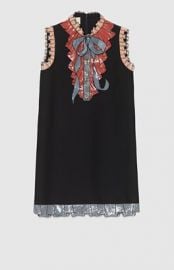 Gucci Sequin Bow Ruffle Graphic Sleeveless Dress at Gucci