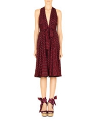 Gucci Shimmery Dotted Chiffon Halter Dress Violet at Neiman Marcus