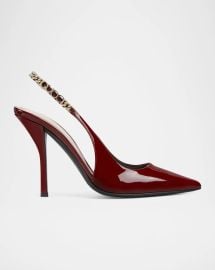 Gucci Signoria Patent Chain Slingback Pumps at Neiman Marcus