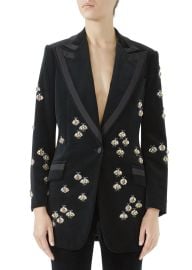 Gucci Single Breasted Peak Lapel Matte Stretch Velvet Blazer at Bergdorf Goodman