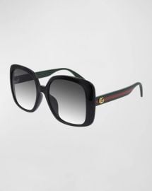 Gucci Square Web Arms Sunglasses at Neiman Marcus