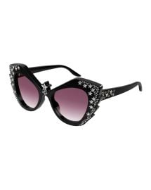 Gucci Star Stud Crystal Acetate Cat Eye Sunglasses at Neiman Marcus