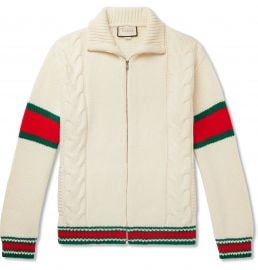 Gucci Striped Cable-Knit Wool Zip-Through Jacket at Mr Porter