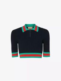 Gucci Striped slim fit knitted polo shirt at Selfridges