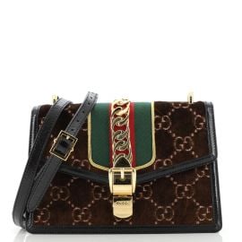Gucci Sylvie Shoulder Bag GG Velvet Small Brown 1075431 at Rebag