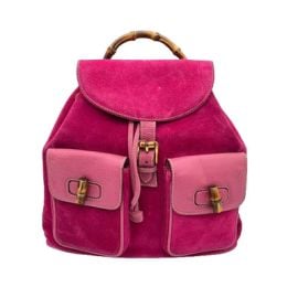 Gucci Vintage Bamboo Suede Backpack Pink Ladies Authentic Rare Old Model Japan eBay at eBay