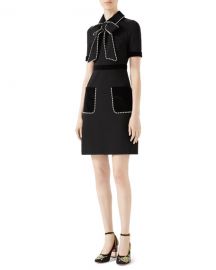 Gucci Viscose Jersey Dress with Pearls  amp  Crystals at Neiman Marcus