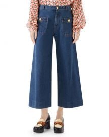 Gucci Washed Denim Wide-Leg Pants at Neiman Marcus