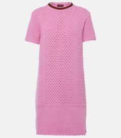 Gucci Webbing trimmed open knit cotton blend mini dress at Mytheresa