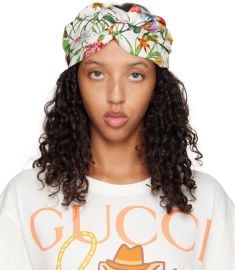 Gucci White Flora Print Headband SSENSE at ssense