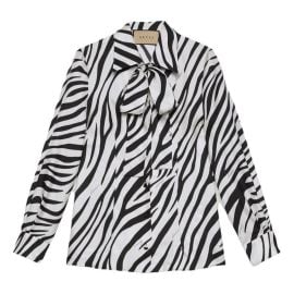Gucci Zebra Stripe Tie Neck Blouse at Vestiaire Collective