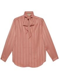 Gucci logo-jacquard Silk Blouse - at Farfetch