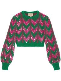 Gucci sequin-embellished chevron-intarsia Jumper - at Farfetch