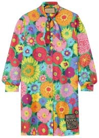 Gucci x Ken Scott Tie Neck Mini Dress in Multicolor at GOAT