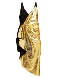 Gucic Pleated metallic-leather and suede mini dress at Matches