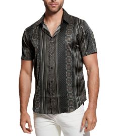 Guess Charm Mosaic Stripe Short Sleeve Woven Shirt Dillardx27s at Dillards