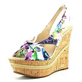 Guess Delilan Women Open Toe Canvas Multi Color Wedge Heel at Amazon