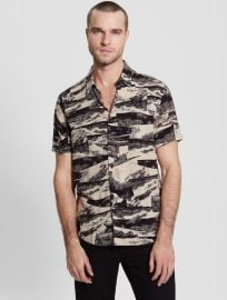 Guess Eco Rayon Abstract Collage Shirt at Guess