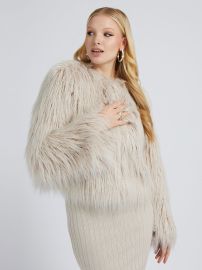 Guess Faux Fur Jacket in Beige at Guess