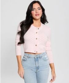 Guess Holland Diamond Pointelle Sweater Cardigan in Low Key Pink at Guess