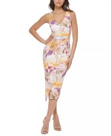 Guess Printed Knot Detail Midi Dress at Macys