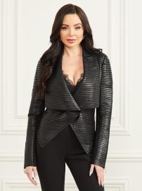 Guess Shayna Drape Leather Jacket at Guess
