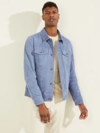 Guess Suede Leather Trucker Jacket at Guess