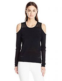 Guess Women s Long Sleeve Casandra Mesh Stripe Pullover at Amazon