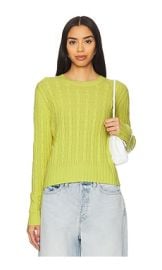 Guest In Residence Cable Shrunken Cashmere Crew Sweater In Lemon at Revolve